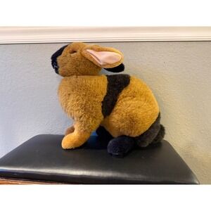 Applause Stuffed Rabbit Plush Toy Black Brown Realistic Bunny Animal‎